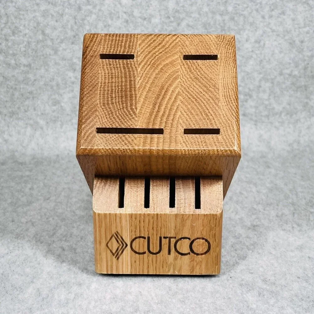 Cutco Studio #1751 Wood Knife Block 8 Slot Solid‎ Honey Oak Made in USA
